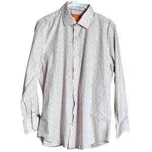 Tallia Dress Shirt Pastel Pink Floral Cotton Button Unisex Casual Mens 16 32/33